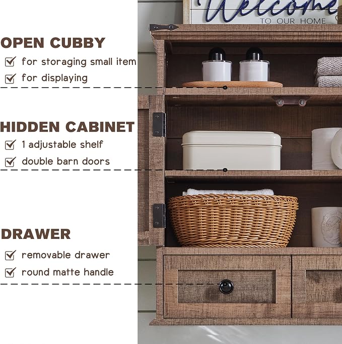 ACCOHOHO Bathroom Wall Cabinet, Farmhouse 24" Wide Medicine Cabinet - Image 3
