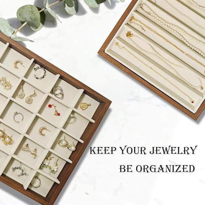 Large Jewelry Trays for Drawers Stackable Velvet Jewelry Display for Vendors - Image 3