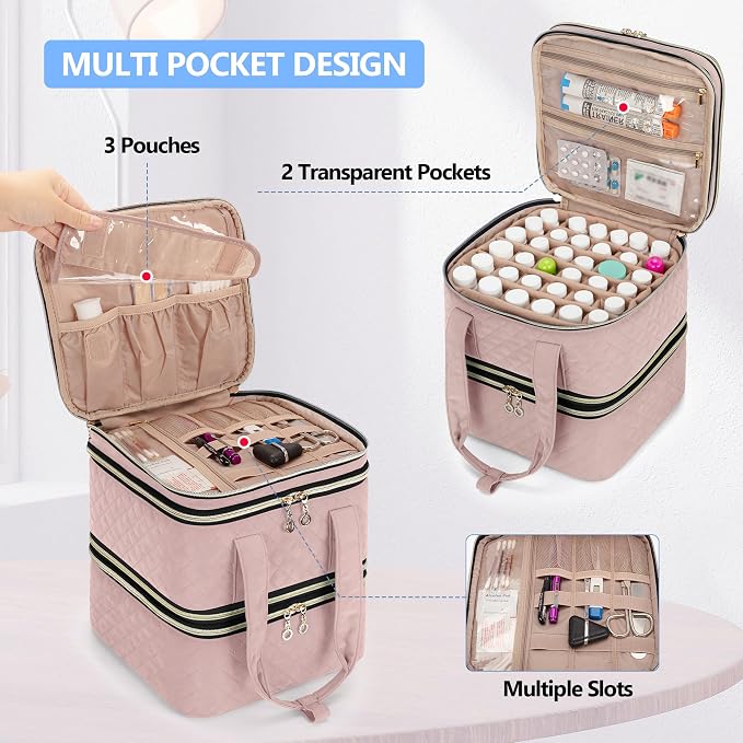 Yarwo Pill Bottle Organizer Storage Bag, 3 Layers Medicine Travel Case Empty - Image 3