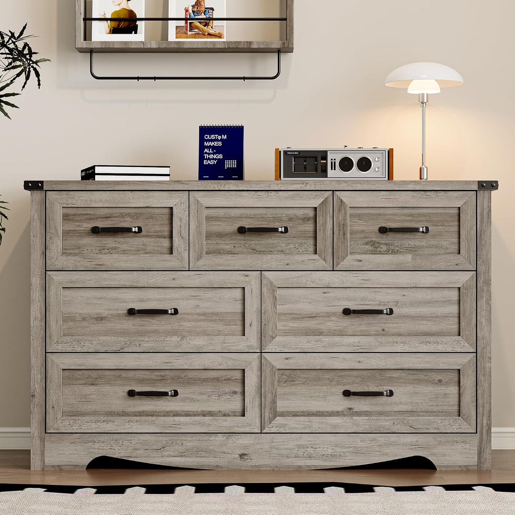 BORNOON 7-Drawer Dresser for Bedroom, Modern Wooden Chest of Drawers
