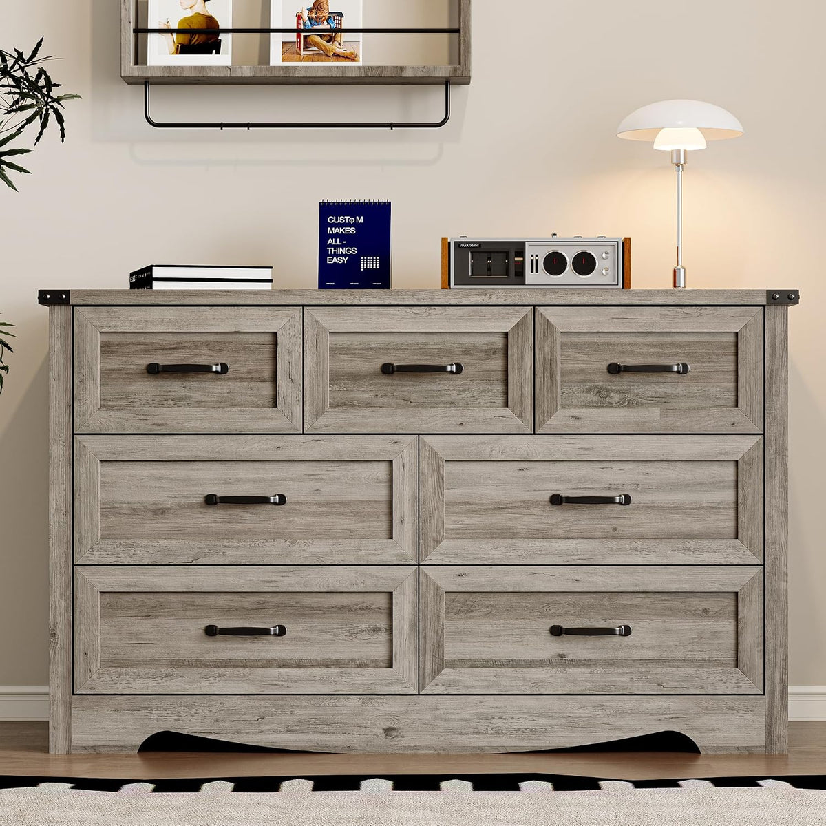 BORNOON 7-Drawer Dresser for Bedroom, Modern Wooden Chest of Drawers