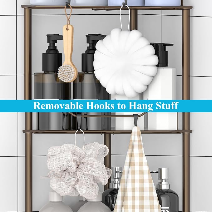 3 Tier Floor Standing Corner Shower Caddy Organizer Shelf - Image 5