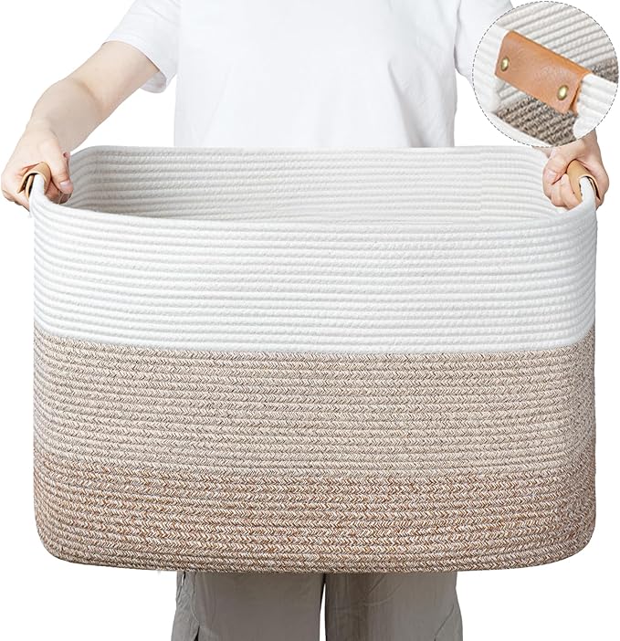 danpinera Rectangle Blanket Storage Basket, Large Blanket Basket Living Room by danpinera