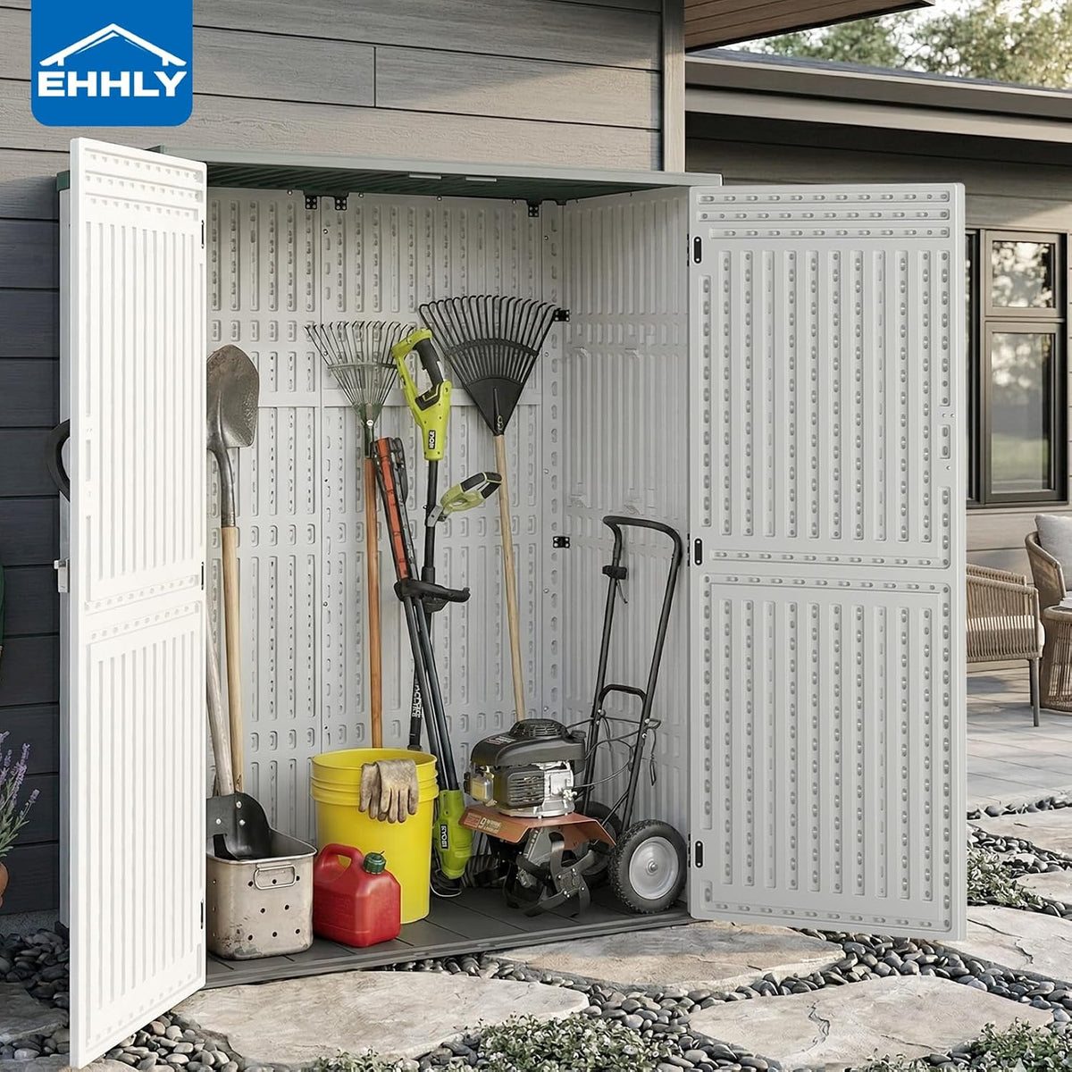 Vertical Resin Storage Shed, 60 Cuft Garden Tool Sheds & Outdoor