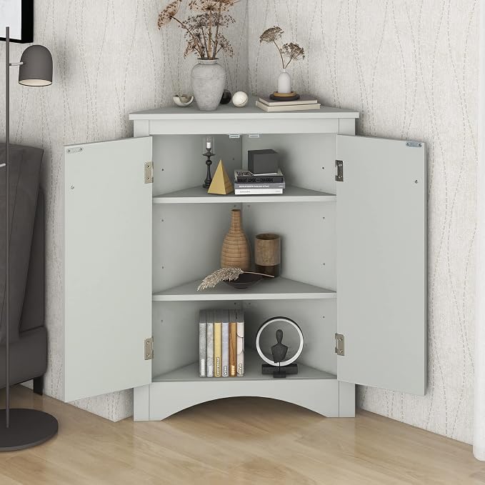 GDFStudio 31.5" H Triangle Corner Bathroom Storage Cabinet by GDFStudio