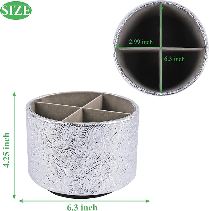 lizimandu Round Leather Art Supply Organizer, Remote Control Holder, 360 Degree - Image 2