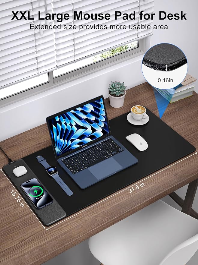 TopMade Wireless Charging Mouse Pad, Gaming Mousepad Home Office Large Desk Pad - Image 3