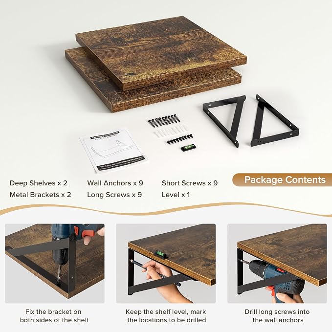 Deep Floating Shelves Wall Mounted, Living Room, Office - Image 5