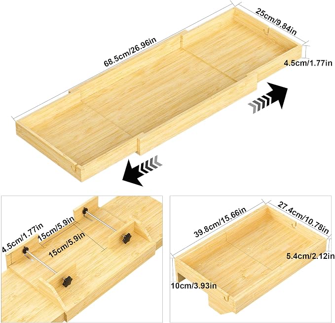 MinBoo Expandable Nightstand Shelf Bamboo College Caddy - Image 3