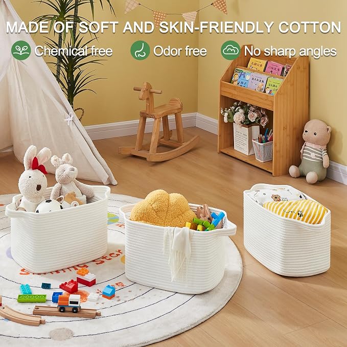 Storage Baskets for Organizing, Woven Baskets for Shelves, Rectangle Decorative - Image 4