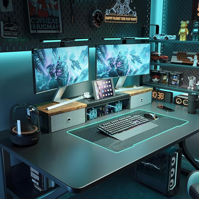 Dual Monitor Stand Riser with 2 Drawers - Image 2