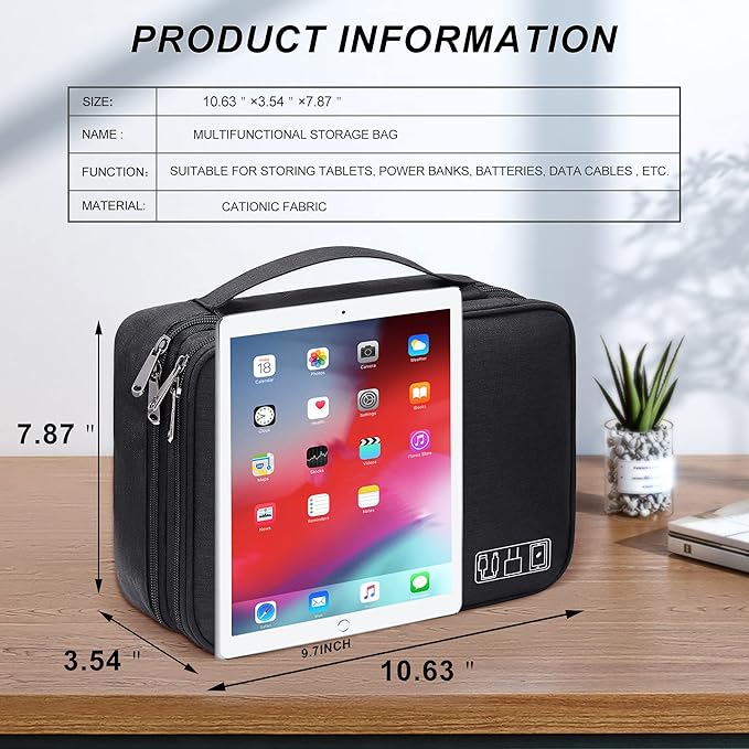 SELLYFELLY Electronic Bag Travel Cable Accessories Bag Waterproof Double Layer - Image 2