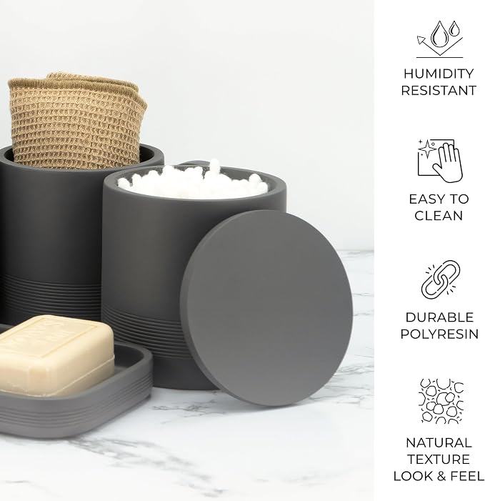 ZCCZ Gray Bathroom Accessories Set 6 Pieces - Image 6