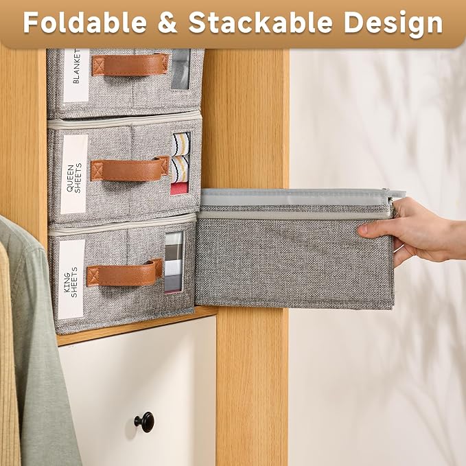 4pack Bed Sheet Organizer, Foldable Linen Closet Organizers and Storage - Image 4