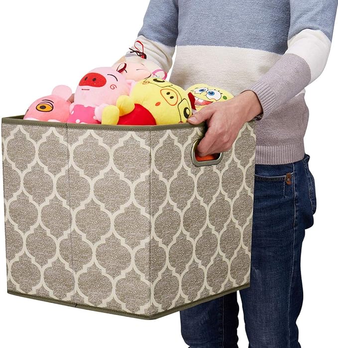 i BKGOO Cloth Storage Bins Set of 4 Thick Fabric Drawers Foldable Cubes Basket - Image 7