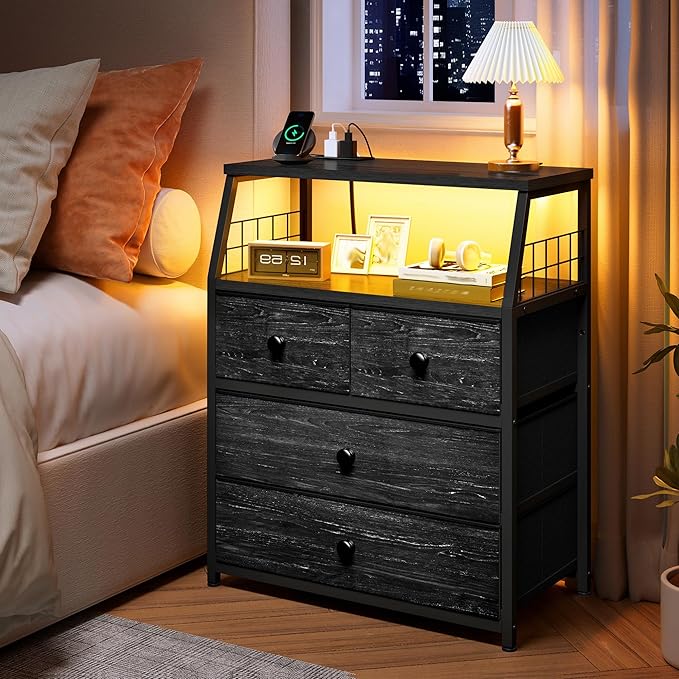 EnHomee 21.8" W Black Nightstand - Image 2