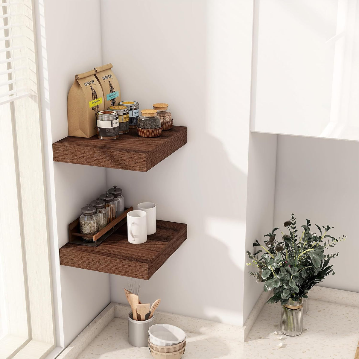 12 Inch Floating Shelf, Rustic Wood Wall Shelves for Wall Decor &
