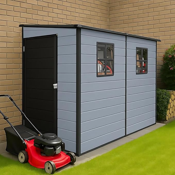 8x4ft Lean to Shed, Resin Outdoor Storage Shed by Zolyndo