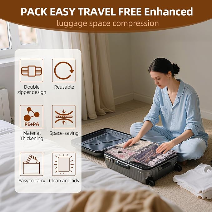 Vacuum Bags for Travel, 15 Pack Carry-on Size Compression Packing Bags for - Image 4