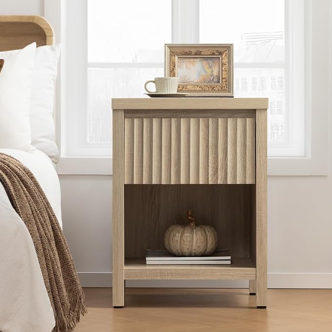 SICOTAS Fluted Night Stand Set of 2, Farmhouse Nightstands - Image 3