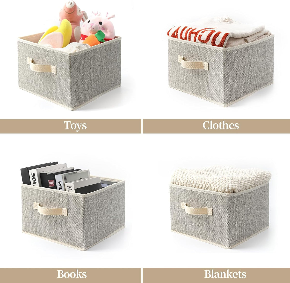 Storage Baskets, 11-Inch Woven Fabric Bins, Storage Cubes with