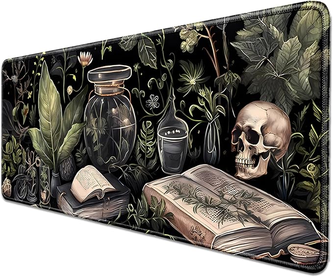 Dark Academia Witchcraft Mouse Pad, Extended Skull Magic Book Mousepad Desk Pad - Image 2