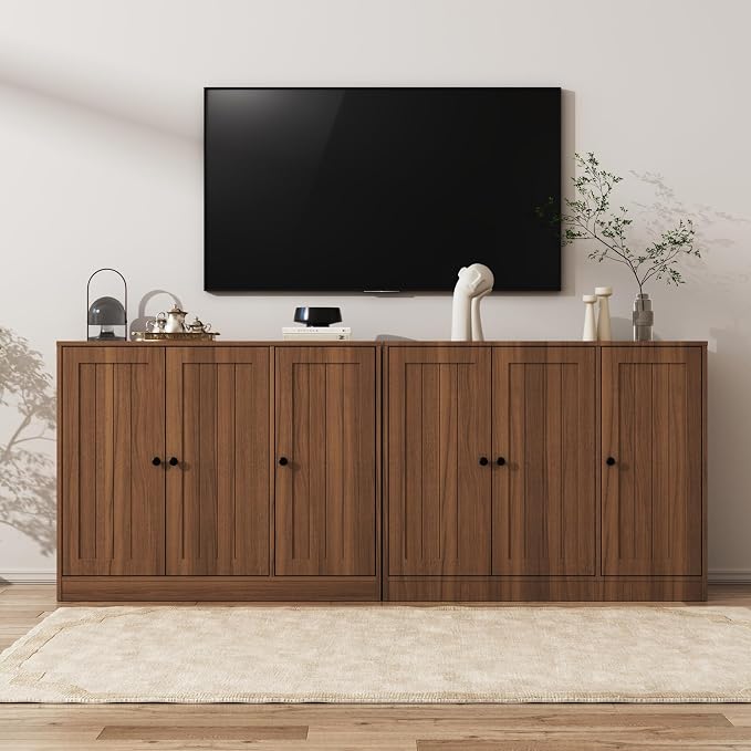 Buffet Cabinet with 3 Door, Kitchen Storage Cabinet with Adjustable Shelf - Image 7