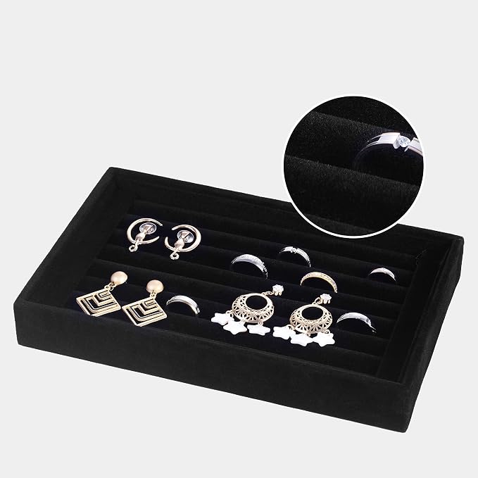 Valyria Velvet 7 Slots Ring Earrings Trays Showcase Display Jewelry Organizer - Image 3