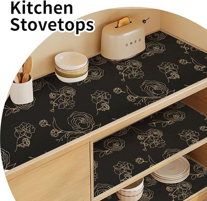 Shelf Liners for Kitchen Cabinets 17.5in x 20FT Non Adhesive Drawer Liner Black - Image 8