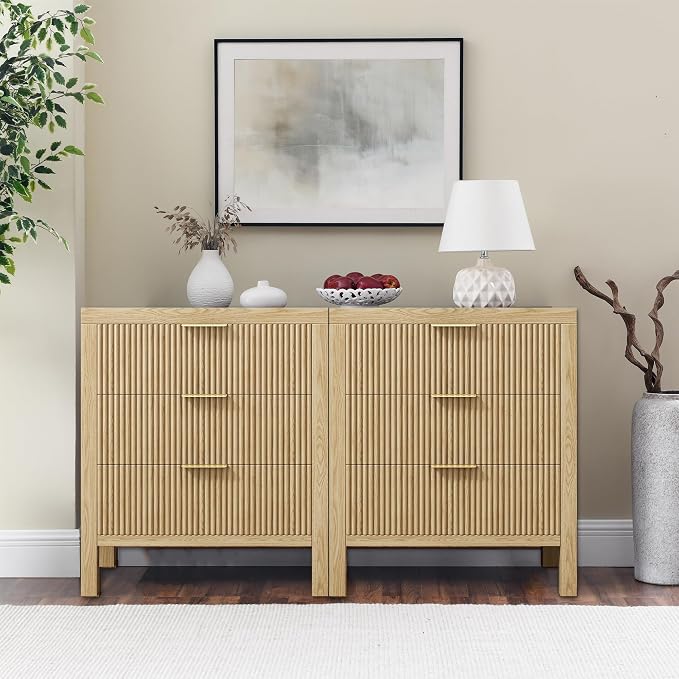 6 Drawer Dresser, Modern Wood Storage Chest of Drawers Organizer by LSKTGA