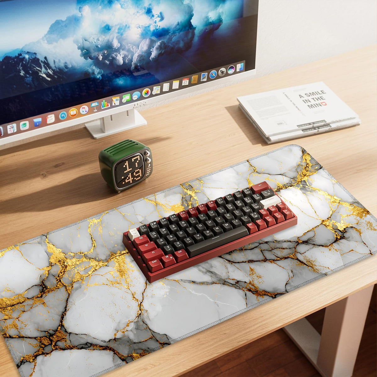 White Marble Mouse Pad – Large Extended Desk Mat 35.43 x 15.75 in