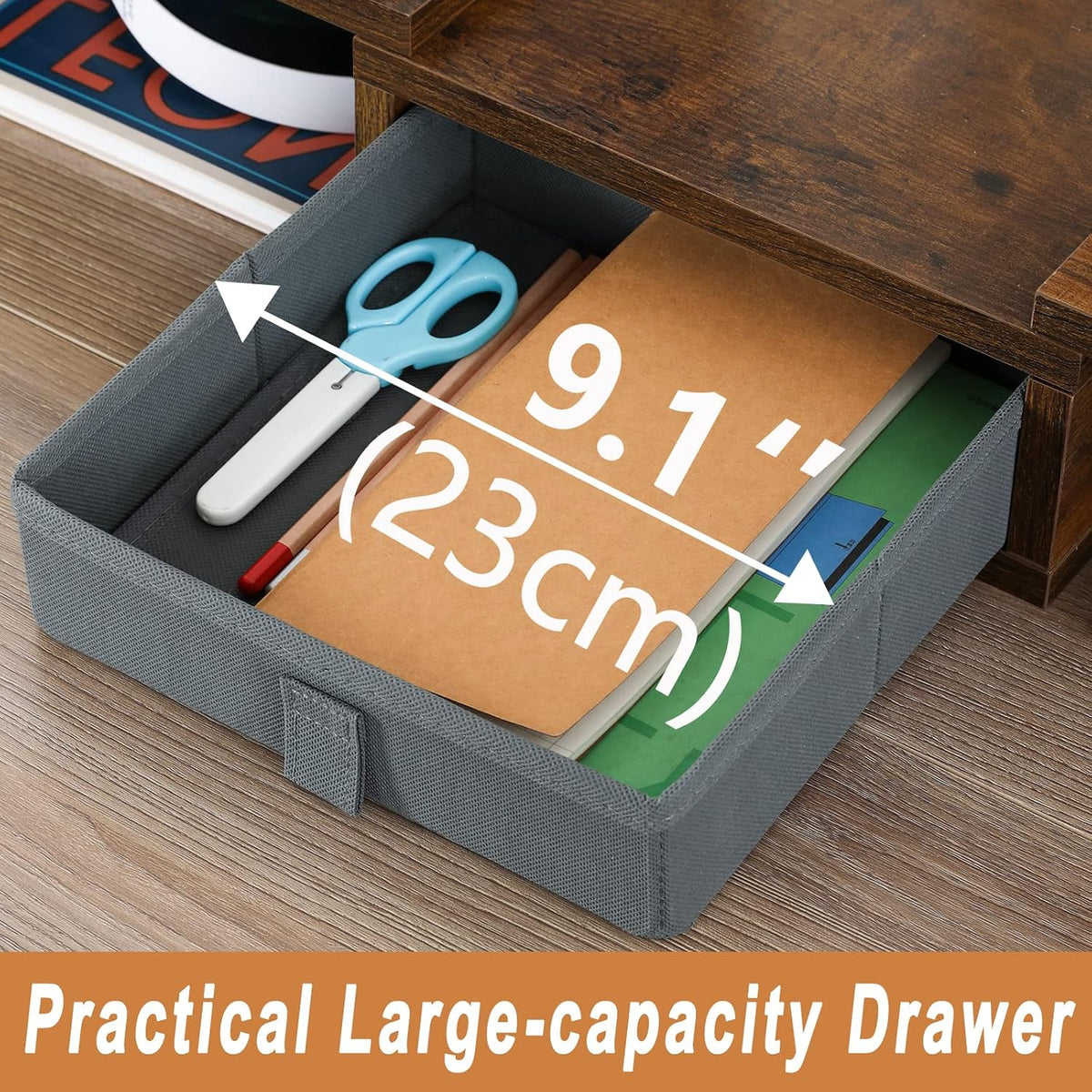TEAMIX 3 Shelf Monitor Stand Riser With Drawer - Length and Angle