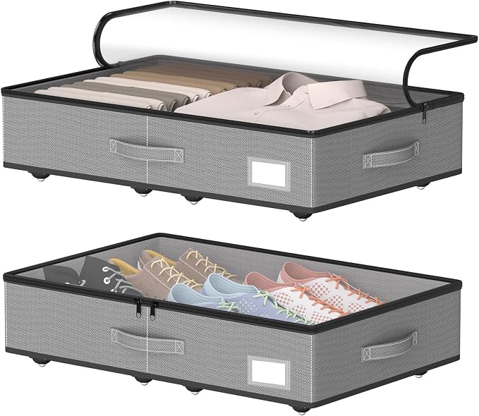 Under Bed Storage with Wheels, No Assemble Required 5.5 inches height grey by EASIERLIFEENJOYWORLDBEAUTY
