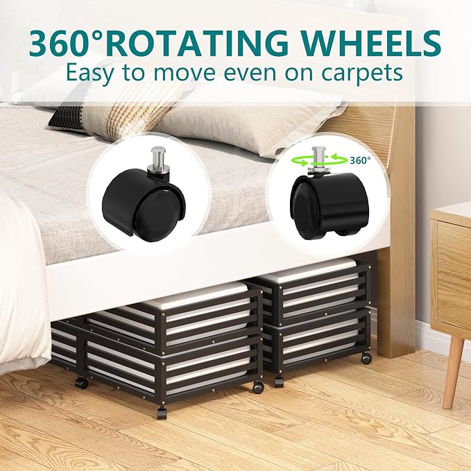 Wisuce Bamboo Under Bed Storage Containers- Underbed Organizer - Image 8