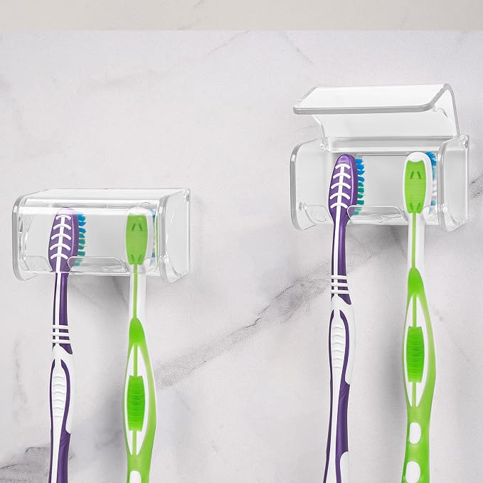 2 PCS Toothbrush Holder Wall Mounted by LUEXBOX