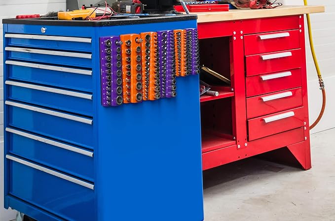 Olsa Tools Magnetic Socket Organizer | 1/4-inch Drive | SAE Orange | Holds 26 - Image 6