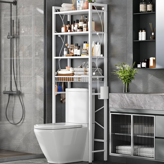 Over-The-Toilet Storage Rack, 4-Tier Bathroom Organizer Shelf Over Toilet by SalakitaHome