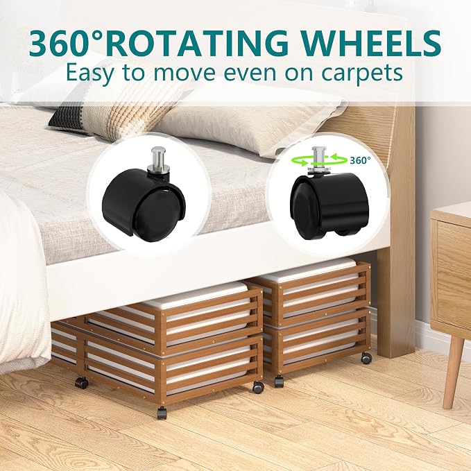 Bamboo Under Bed Storage Containers- Underbed Organizer - Image 5