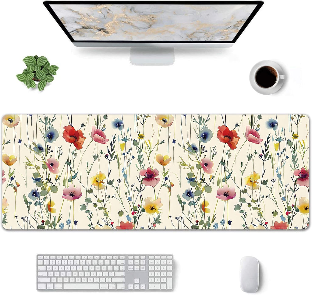 Wild Flowers Large Mouse Pad,Gaming Keyboard Desk Pad,Extended Mouse