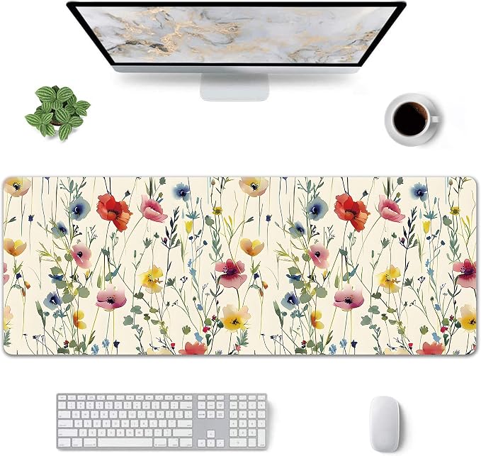 Wild Flowers Large Mouse Pad, Gaming Keyboard Desk Pad, Extended Mouse Mat - Image 2