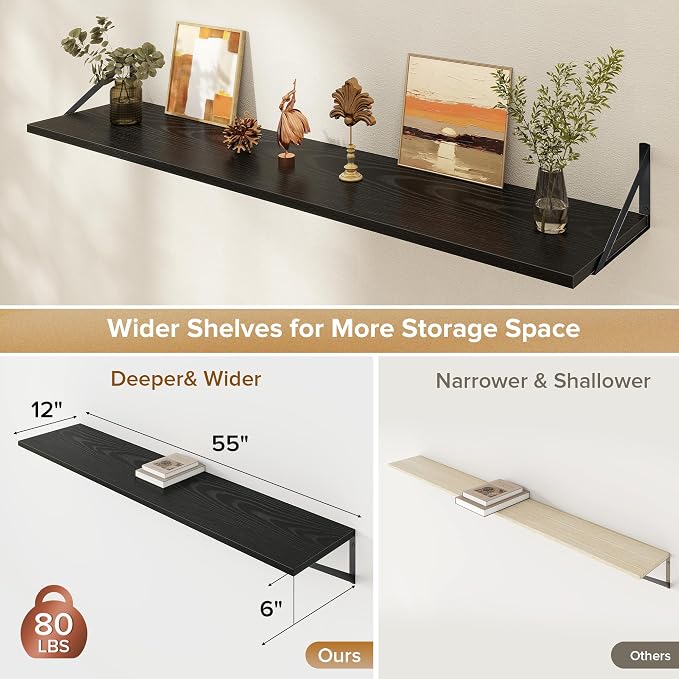 Deep Floating Shelves Wall Mounted, Living Room, Office - Image 3