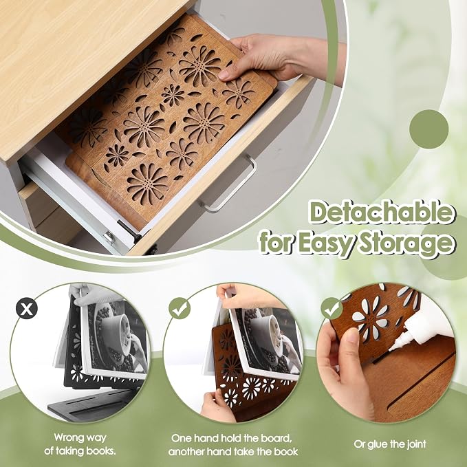Huray Rayho Book Holder Wooden Book Stand - Image 4