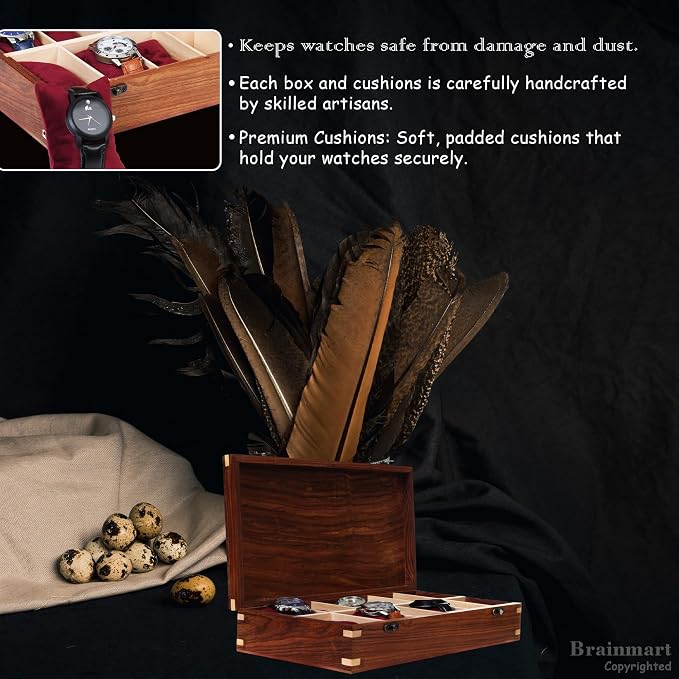 Wooden Watch Box for Men & Women, Watch Organizer & Display Case, Premium - Image 3
