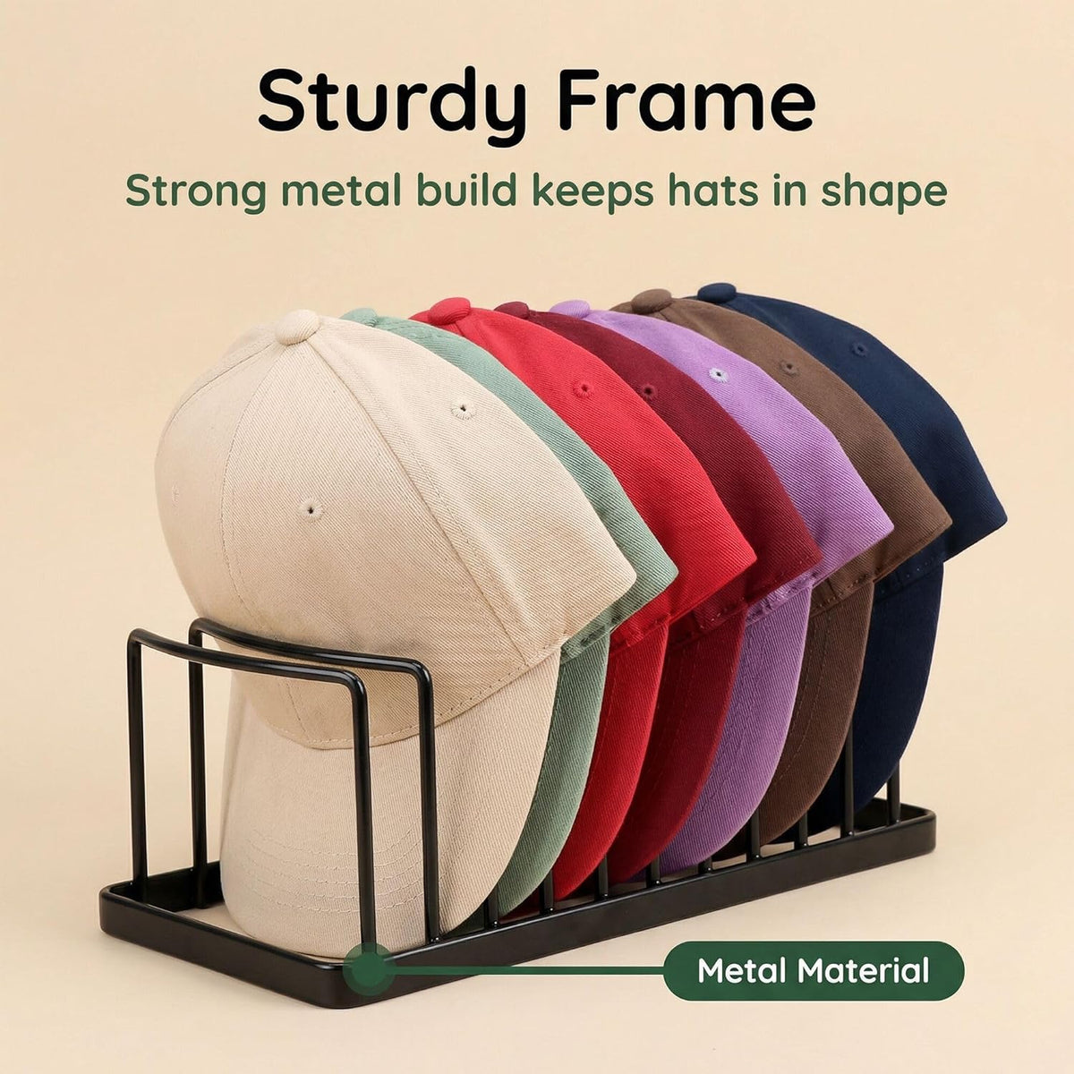 Hat Organizer for Baseball Caps - Hat Stand Hold 10 Caps