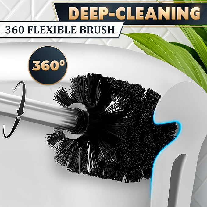 Silver Modern Toilet Brush and Holder Set - Image 7