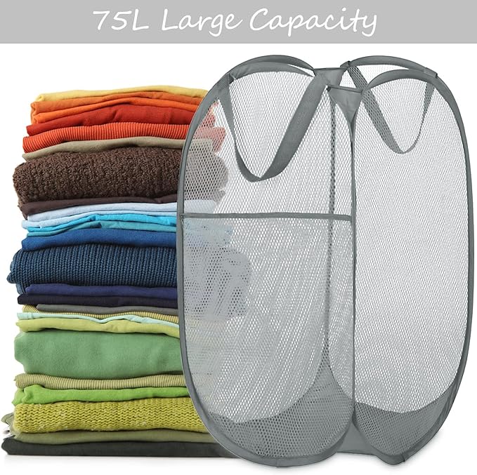 Deluxe Strong Mesh Pop up Laundry Hamper Basket - Image 2
