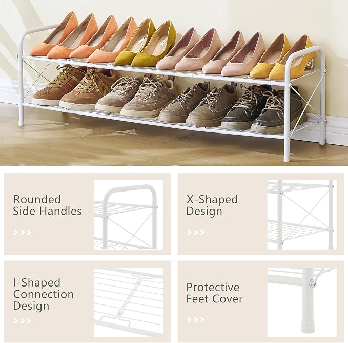 Hoctieon 2 Tier Shoe Rack for Closet, Durable Mesh Style Shoe Rack, Entryway - Image 7