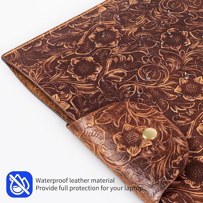 Genuine Leather Laptop Sleeve, Compatible - Image 3