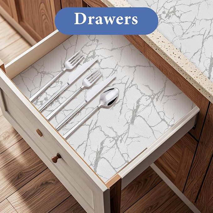 Drawer and Shelf Liner for Kitchen Cabinet: 17 in X 30 Ft Non Slip Waterproof - Image 2