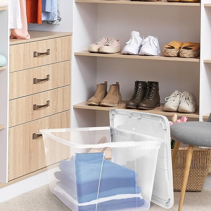 HOMZ 2-Pack Snaplock, Large Clear Plastic Storage Organizer Bins w/Lids - Image 9